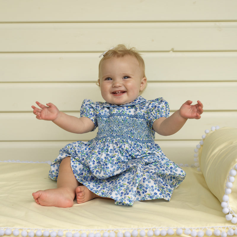 Forget-me-not Smocked Dress & Bloomers 6m