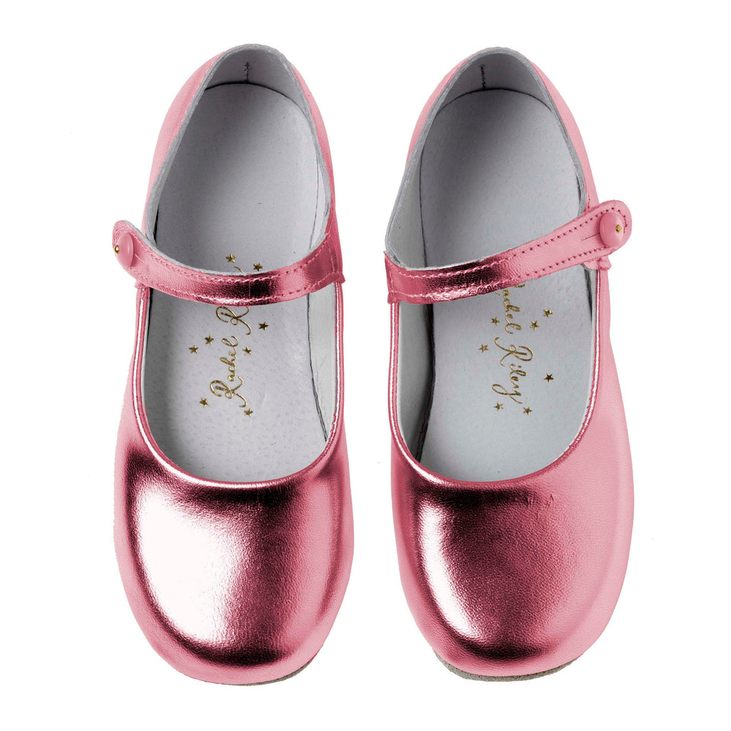 Button Strap Slipper Metallic