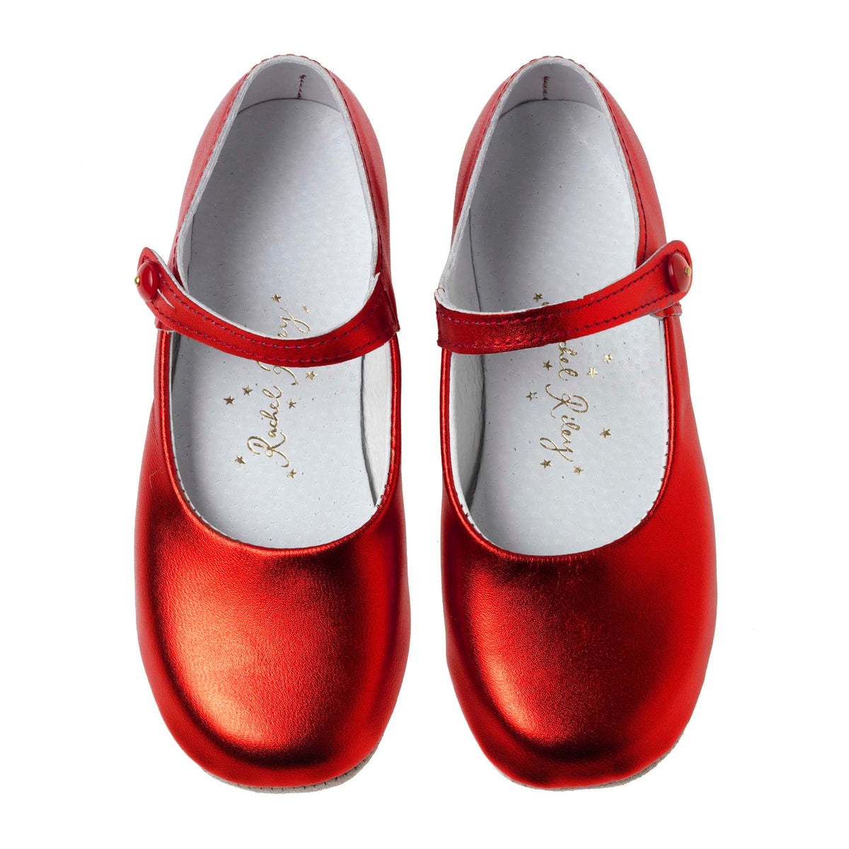 Button Strap Slipper, Red Metallic Rachel Riley US